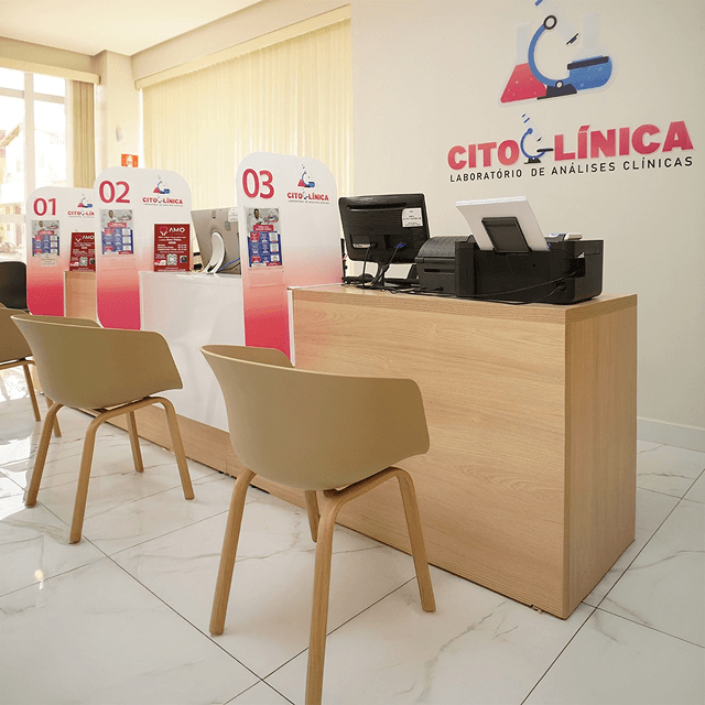 Recepção de um laboratório Citoclínica da rede Amo Vidas